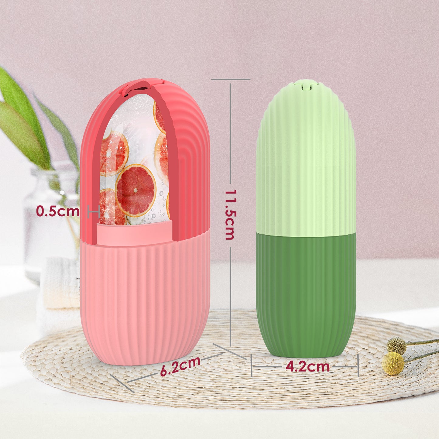 Ice Face Roller, Silicone Ice Facial Rollers, Cube Face Contour for Eyes Neck, Beauty Facial Massage Roller Remove Dark Circle Pore Shrink Face Roller Skin Care Tools (Pink)