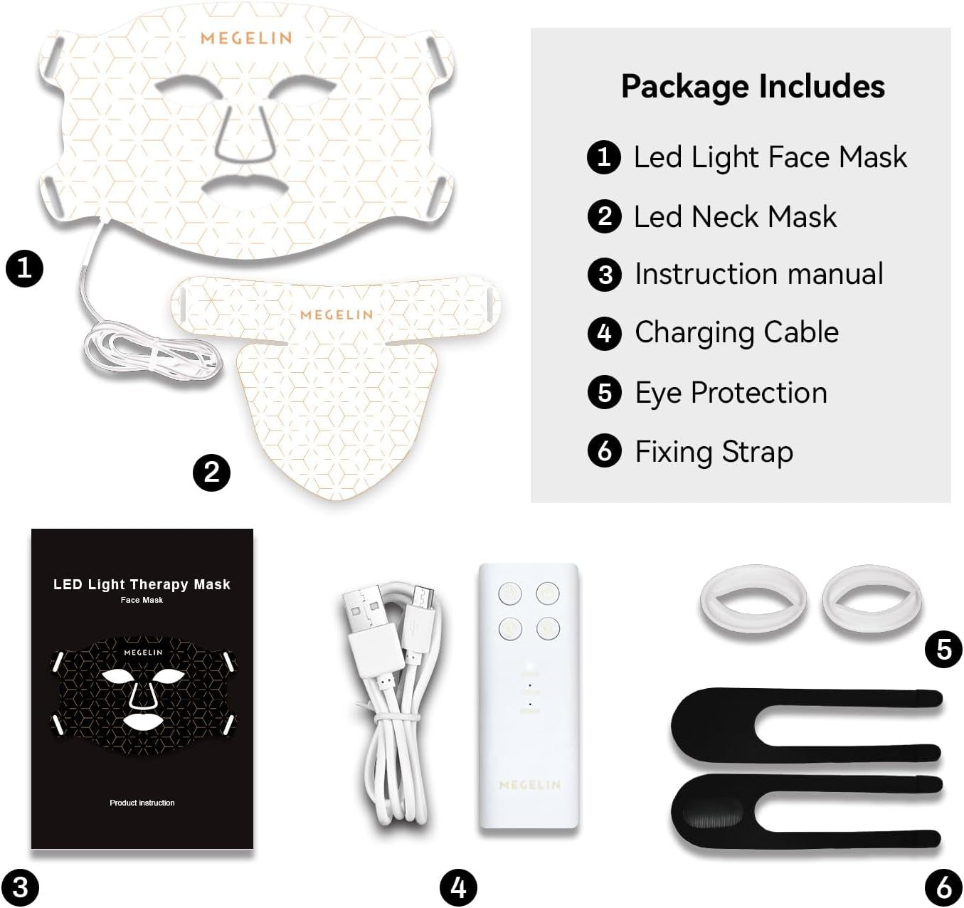 7 Colors Led Red Light Therapy Face & Neck Mask, Led Light Therapy Mask for Face
