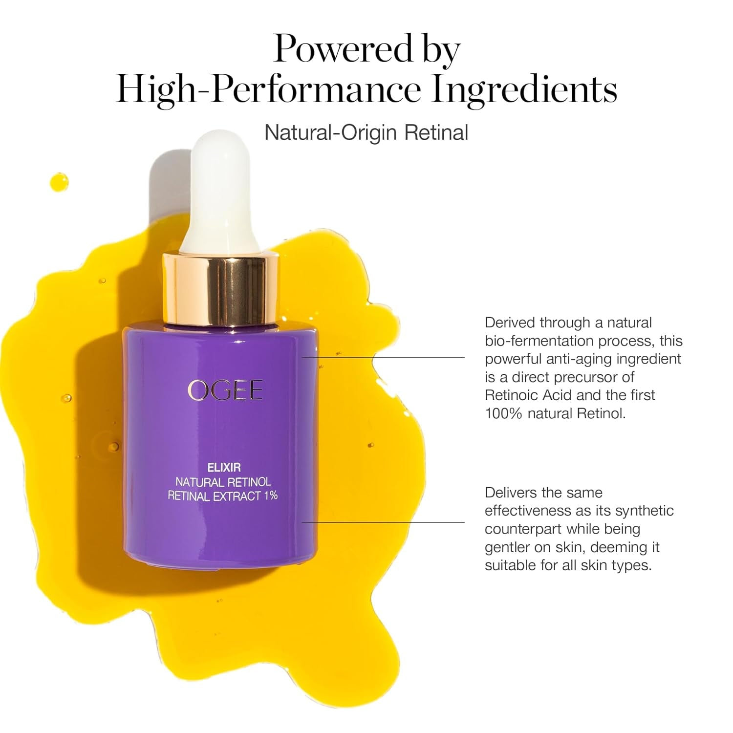 Natural Retinol Retinal 1% Elixir - Certified Organic Anti-Aging Face Serum for Smooth, Firm Skin
