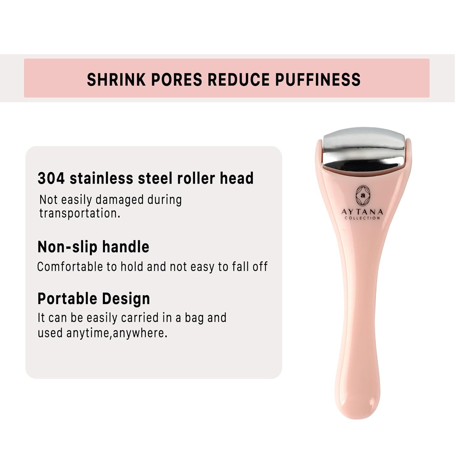 AYTANA Mini Cooling Face and Ice Roller Set with Pouch - Soothing Rollers for Puffy Eyes and Facial Massage | Pink Facial Tools for Skin Care | Relaxing Ice Rollers (Blush)