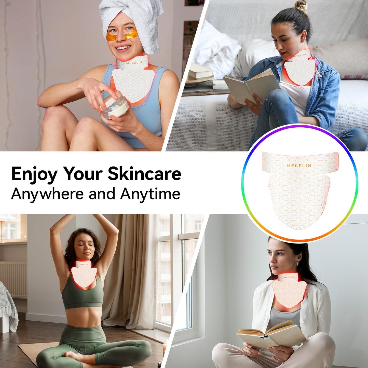 7 Colors Led Red Light Therapy Face & Neck Mask, Led Light Therapy Mask for Face