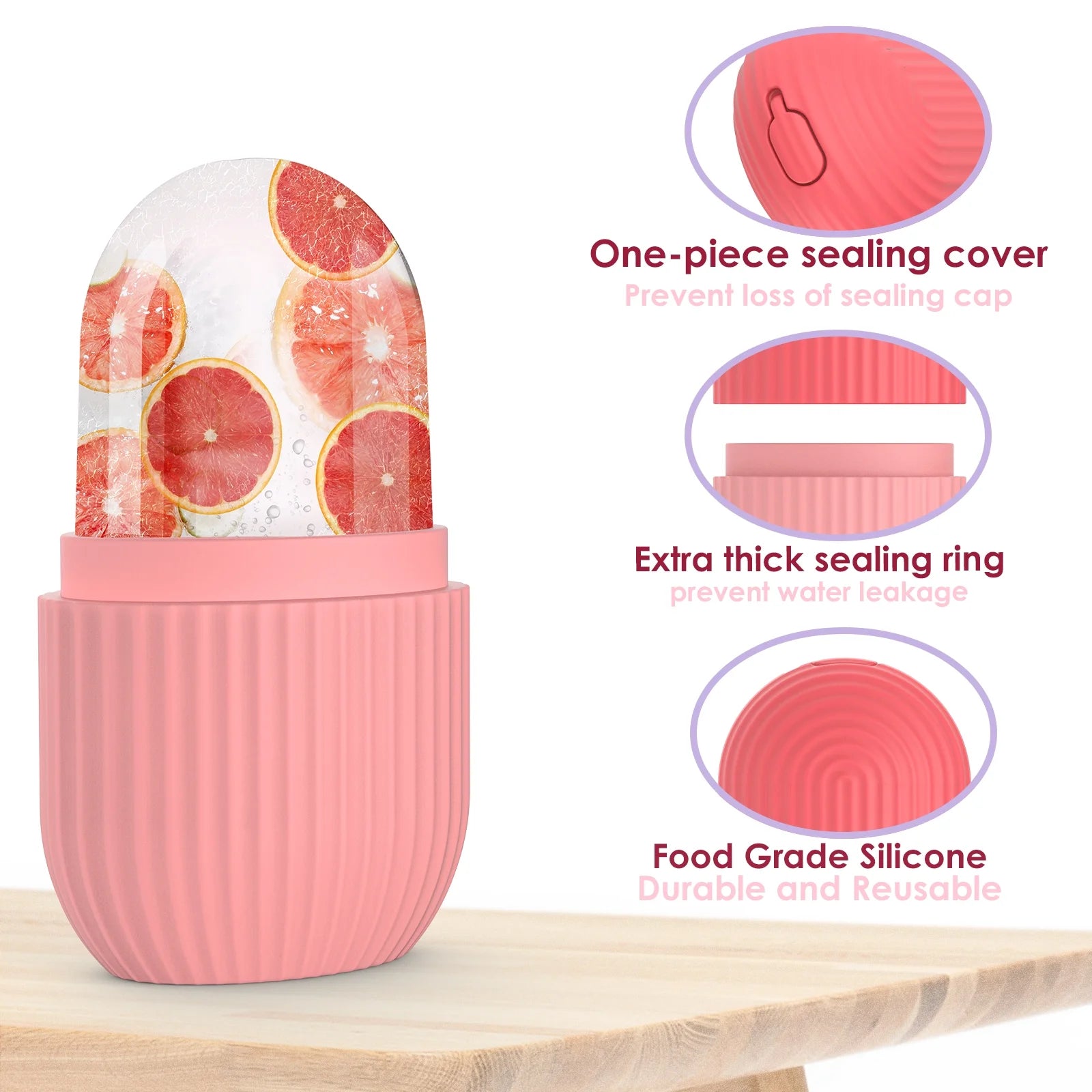 Ice Face Roller, Silicone Ice Facial Rollers, Cube Face Contour for Eyes Neck, Beauty Facial Massage Roller Remove Dark Circle Pore Shrink Face Roller Skin Care Tools (Pink)